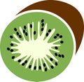 Green kiwifruit in flat style